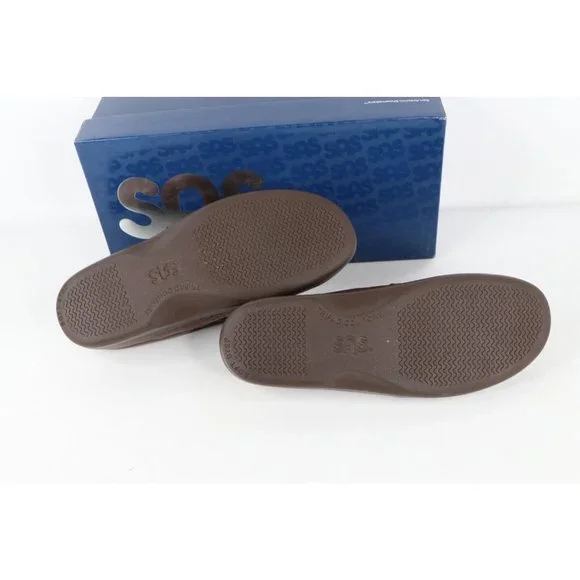 New SAS San Antonio Shoemakers Womens 7.5 M Leather Buckle Clogs Shoes Teak USA